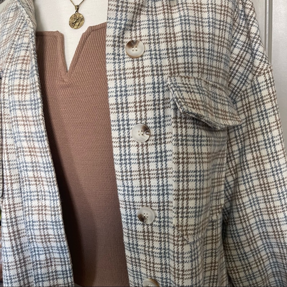 NWOT Paper Crane Oversized Flannel Shirt Jacket - Picture 4 of 7